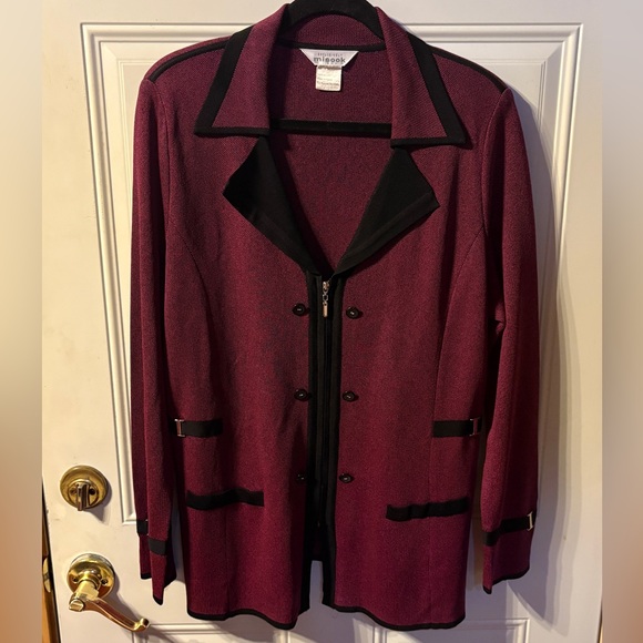 Misook Jackets & Blazers - 53) Exclusively Misook Jacket, Size Large Burgundy Wine with Black Accents